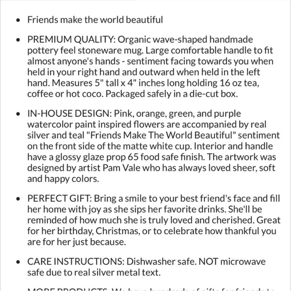 New in Box Rosy Heart "Friends" 16 oz. Mug - Picture 8 of 13